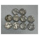 10 Buffalo Nickels