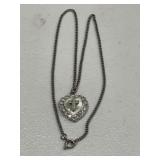 Rhinestone Mother of Pearl Heart Cross Necklace