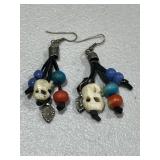 Carved Bone Bead Earrings