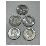 5 Kennedy Half Dollars