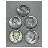 5 Kennedy Half Dollars