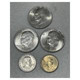 5 Various Dollar Coins