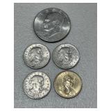 5 Various Dollar Coins