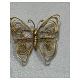 Vintage Filigree Butterfly Brooch