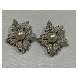 Vintage Pearl & Austrian Crystal Earrings