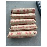 5 Rolls of Wheat Pennies