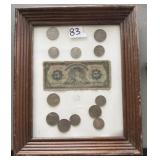 Framed Mexican Coins & Currency