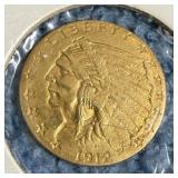1912 Gold Indian Heas $2.50 Coin