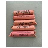 5 Rolls of Wheat Pennies
