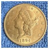 1894 S Gold Liberty $20 Coin