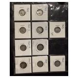 10 Mercury Silver Dimes