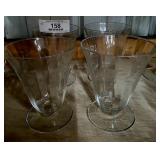 4 Etched Crystal Parfait Glasses