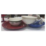 Lot of Colored Dishes & Bowls