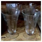4 Vintage Cut Glass Tumblers