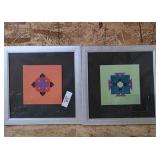 2 Framed Quilt Pattern Art Originals