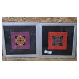 2 Framed Quilt Pattern Art Originals
