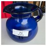 Hand Blown Cobalt Blue Pitcher