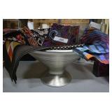 Silk Scarves in Silver Centerpiece Bowl