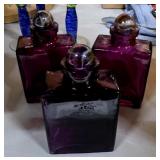 3 Amethyst Bottles & Glass Stoppers