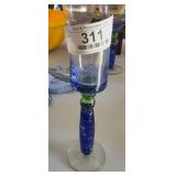 Nouveau Blue & Green Art Glass Shot Glass