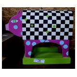 Wood & Metal Pig Birdhouse