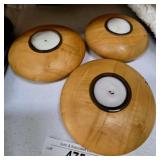 3 Hand Crafted Wood Tea Lights