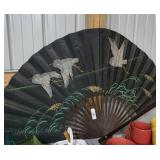 Large Hand Painted Oriental Fan