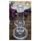 Pair of Heavy Glass Candleholders