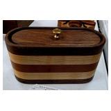 Hand Crafted Vintage Wood Inlay Trinket Box