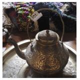 Antique Solid Brass Teapot & Lid