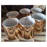 5 Rose Gold Painted Ceramic Mugs