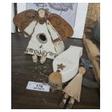 Wooden Birdhouse & Figurines