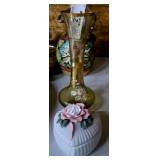 Porcelain Trinket Box & Decorated Vase