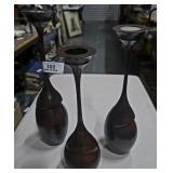 3 Piece Wooden Candleholder Set