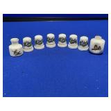 Lot of Porcelain Thimbles & 2 Miniature Vases