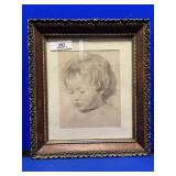 Signed, Matted & Framed Portrait Sketch of Child