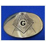 Vintage Solid Brass Masonic Belt Buckle