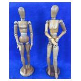 Pair Wood Manequin Figures w/ Stands