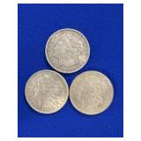 Three 1921 Morgan Silver Dollars