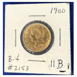 1900 $5 Gold Liberty Head Coin