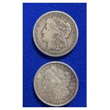 Two 1921 D Morgan Silver Dollars