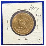 1917 Mexican 20 Pesos Gold Coin