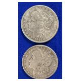 Two 1921 S Morgan Silver Dollars