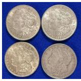 Four 1921 Morgan Silver Dollars