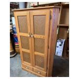 Oak Jelly Corner Cabinet w/ Tin Panel Doors