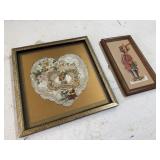 Framed Antique Die-Cut Valentine Art Pair