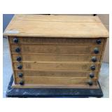 Antique Oak Flat File Map or Spool Cabinet