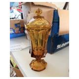 Large Amber Coin Spot Lidded Jar