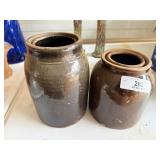 2 Stoneware Crock Jars