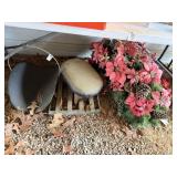 Log Holder, Stool & Flower Arrangements